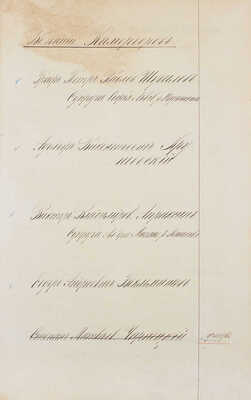 Рукописный список Камергерам и Камер Юнкерам. [Б. м.], [1880-е].